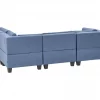 Sofá de canto modular 4 lugares em tecido azul à esquerda UNSTAD