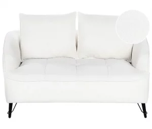 Sofá de 2 lugares em tecido bouclé branco HOBRO
