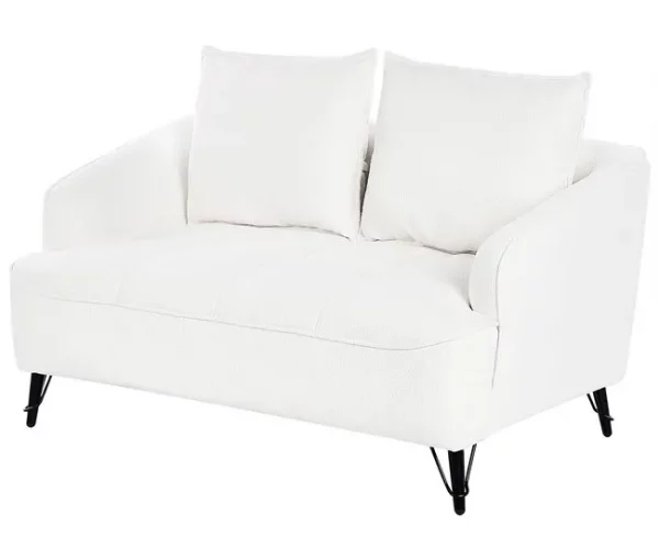 Sofá de 2 lugares em tecido bouclé branco HOBRO