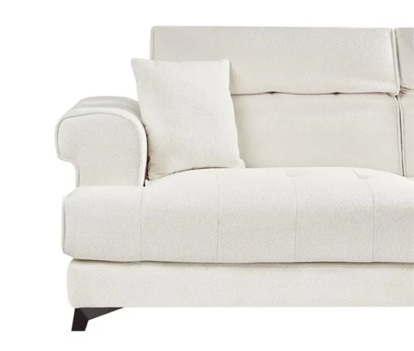 Sofá de 3 lugares em tecido bouclé branco SKIVE