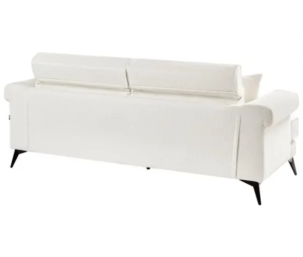 Sofá de 3 lugares em tecido bouclé branco SKIVE