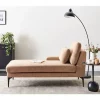 Chaise-longue à direita em bouclé cor de areia EWRON