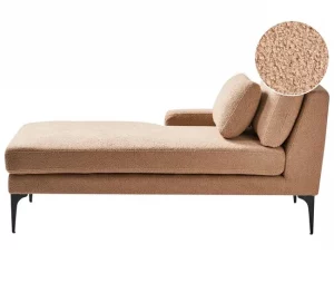 Chaise-longue à direita em bouclé cor de areia EWRON