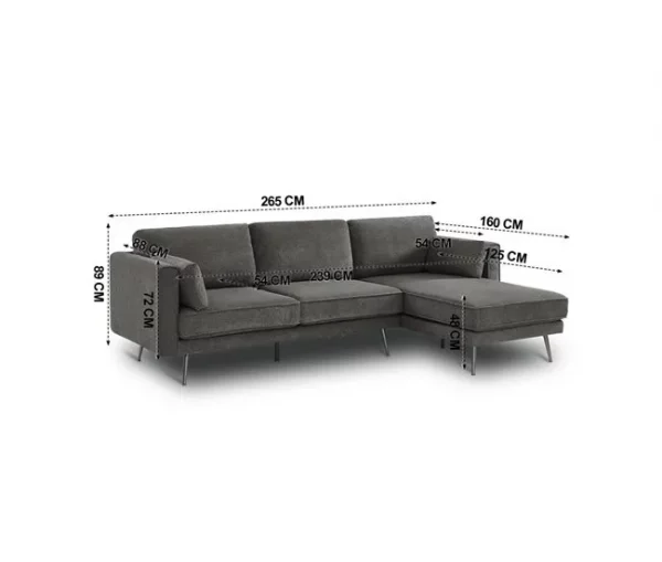 Chaise longue 4 lugares COSMO dereita cinza