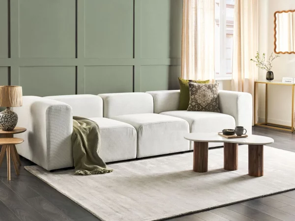 Sofa FALSTERBO 3 seater corduroy white DEF
