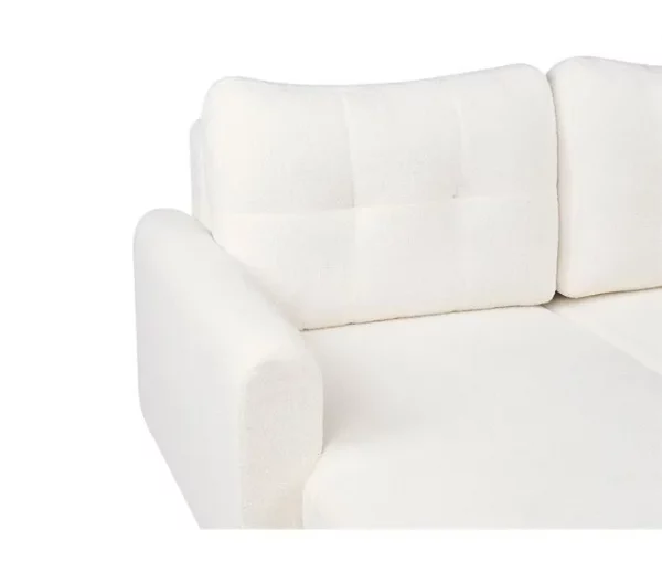 Sofá de canto 3 lugares em tecido bouclé branco creme à direita SIRO