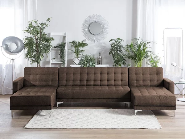 Sofa ABERDEEN U-förmig Stoff Dunkelbraun  - CH