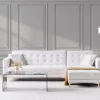 Corner Sofa Left ABERDEEN, white boucle fabric DEF