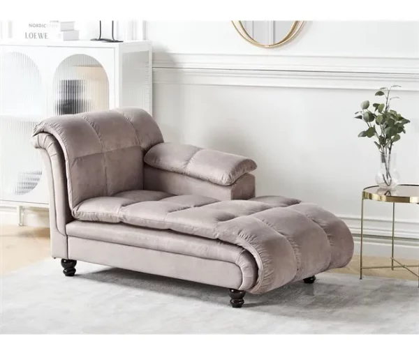 Chaise-longue em tecido castanho LORMONT