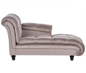 Chaise-longue em tecido castanho LORMONT