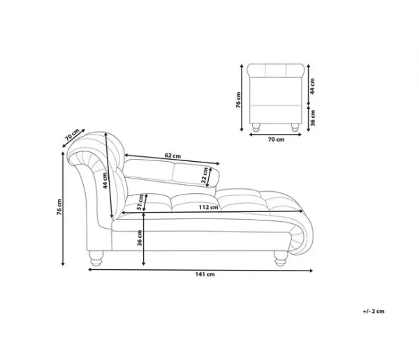 Chaise-longue em tecido castanho LORMONT