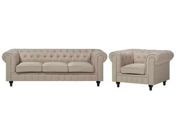 Set Sofa Sessel CHESTERFIELD BIG Beige CH