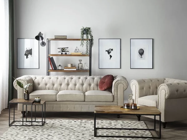 Set Sofa Sessel CHESTERFIELD BIG Beige CH