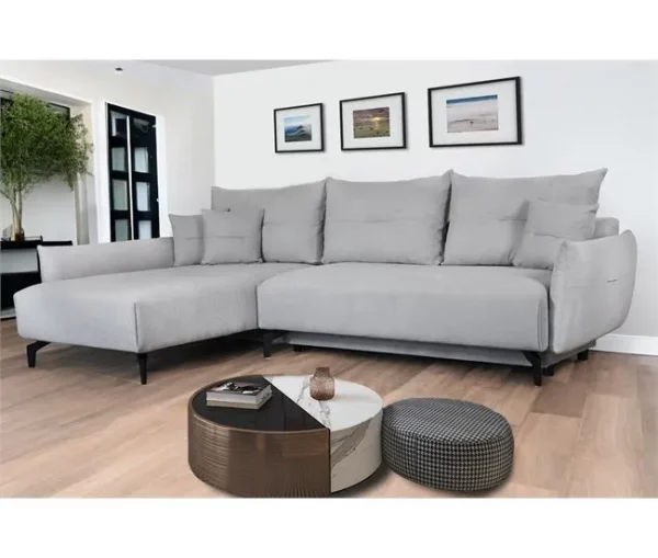 Chaise longue STOCKHOLM com cama e baú esquerda 4 lugares cinza