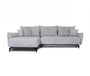 Chaise longue STOCKHOLM com cama e baú esquerda 4 lugares cinza