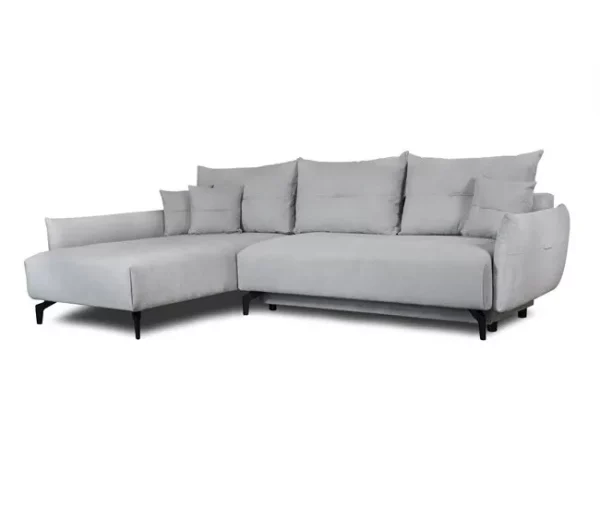 Chaise longue STOCKHOLM com cama e baú esquerda 4 lugares cinza