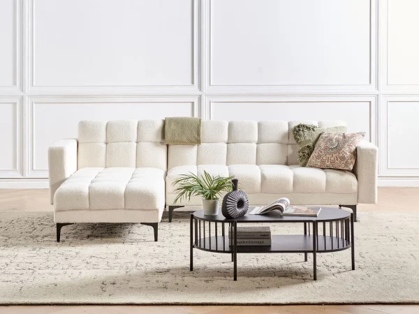 RH Corner Sofa, ALNES, Boucle, White, DEF