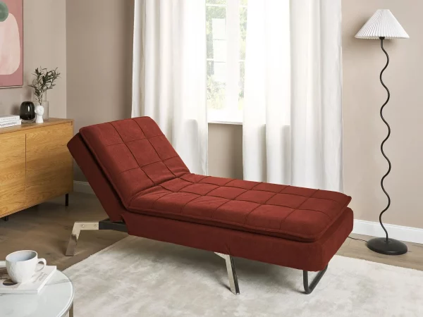 Chaise longue LOIRET, red, fabric DEF