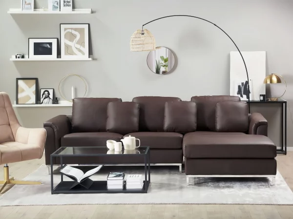 Sofa Ecksofa L OSLO BRAUN ohne Ottomane CH
