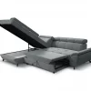 Sofá de canto com cama BENIX esquerda 4 lugares cinza