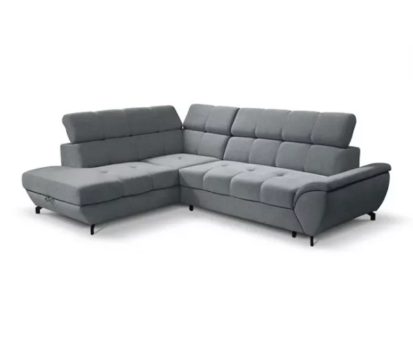 Sofá de canto com cama BENIX esquerda 4 lugares cinza