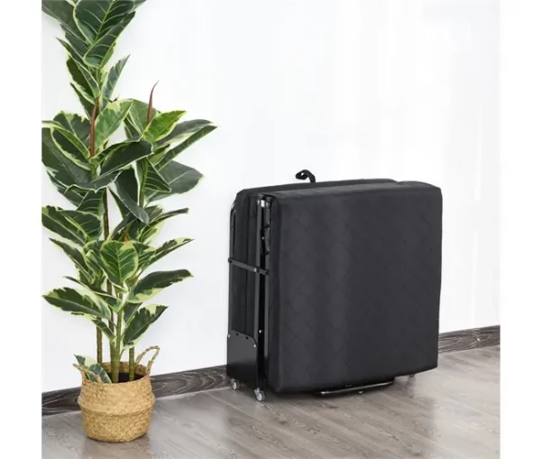 HOMCOM Cama Dobrável 184x65 cm Cama Dobrável Ajustável em 5 Níveis Rodas Universáis e Estrutura de Metal Carga Máxima 120 kg Preto