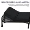 HOMCOM Cama Dobrável 184x65 cm Cama Dobrável Ajustável em 5 Níveis Rodas Universáis e Estrutura de Metal Carga Máxima 120 kg Preto