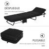 HOMCOM Cama Dobrável 184x65 cm Cama Dobrável Ajustável em 5 Níveis Rodas Universáis e Estrutura de Metal Carga Máxima 120 kg Preto