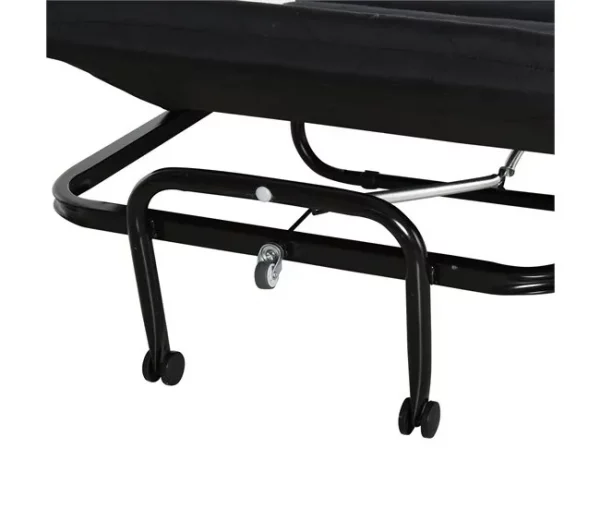 HOMCOM Cama Dobrável 184x65 cm Cama Dobrável Ajustável em 5 Níveis Rodas Universáis e Estrutura de Metal Carga Máxima 120 kg Preto