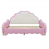 Cama de rodízio 140x200cm, sofá-cama convertível, cabeceira com luz, sem colchão, rosa