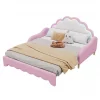 Cama de rodízio 140x200cm, sofá-cama convertível, cabeceira com luz, sem colchão, rosa