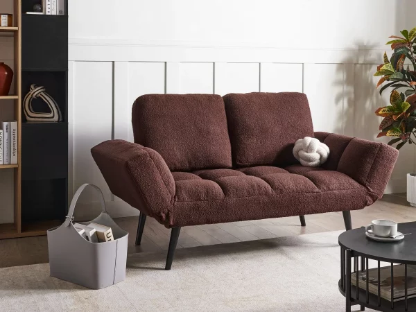 Sofa bed BREKKE, brown boucle