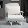 HOMCOM Sofá Cama Individual Poltrona Cama Individual Sofá Reclinável com Almofada para Sala Quarto Escritório Carga 100 kg 65x69x80 cm Creme