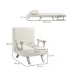 HOMCOM Sofá Cama Individual Poltrona Cama Individual Sofá Reclinável com Almofada para Sala Quarto Escritório Carga 100 kg 65x69x80 cm Creme