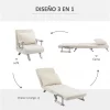HOMCOM Sofá Cama Individual Poltrona Cama Individual Sofá Reclinável com Almofada para Sala Quarto Escritório Carga 100 kg 65x69x80 cm Creme