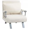 HOMCOM Sofá Cama Individual Poltrona Cama Individual Sofá Reclinável com Almofada para Sala Quarto Escritório Carga 100 kg 65x69x80 cm Creme