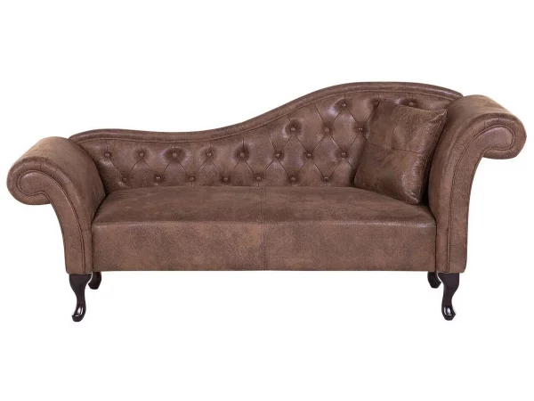 Chaiselongue LATTES rechtsseitig hellbraun - Kunstleder