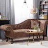 Chaiselongue LATTES rechtsseitig hellbraun - Kunstleder