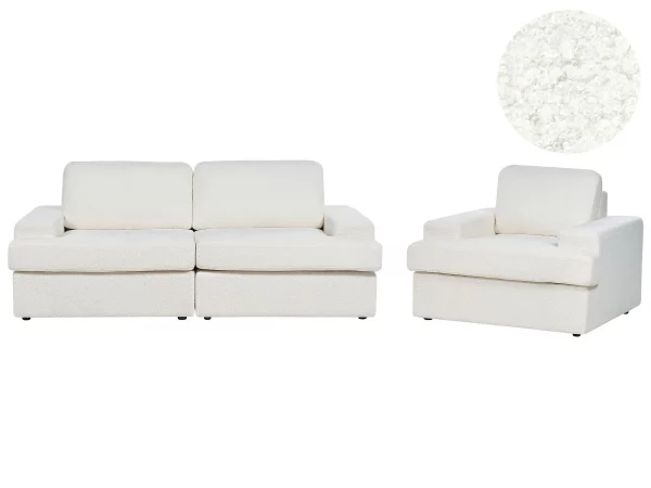 Sofa Set, ALLA, white boucle