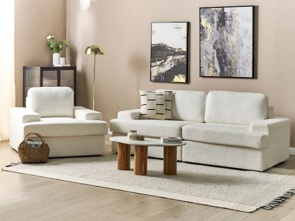 Sofa Set, ALLA, white boucle