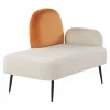 Chaise-longue com encosto à direita em veludo branco ARCEY