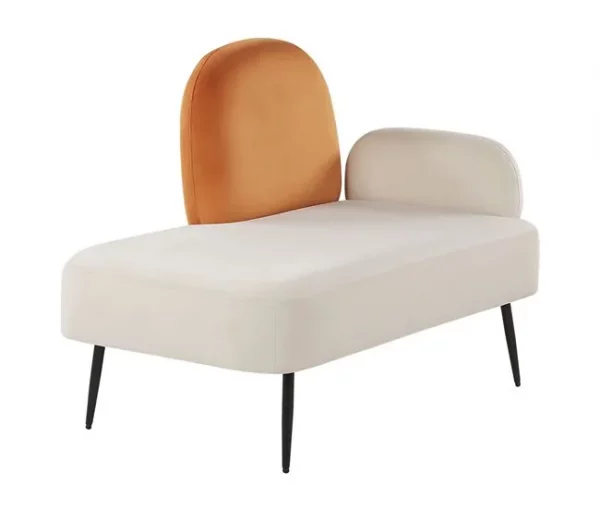 Chaise-longue com encosto à direita em veludo branco ARCEY
