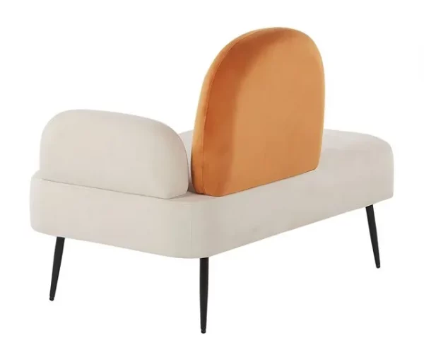 Chaise-longue com encosto à direita em veludo branco ARCEY