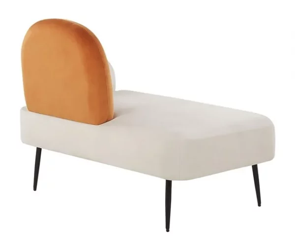 Chaise-longue com encosto à direita em veludo branco ARCEY