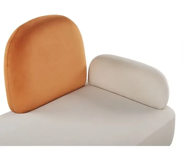 Chaise-longue com encosto à direita em veludo branco ARCEY