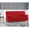Sofá cama Dasson, Sofá cama com arrumação linear com 2 almofadas incluídas, Sofá da sala em tecido acolchoado com abertura click-clac, 190x87xh91 cm, Vermelho