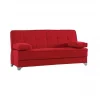 Sofá cama Dasson, Sofá cama com arrumação linear com 2 almofadas incluídas, Sofá da sala em tecido acolchoado com abertura click-clac, 190x87xh91 cm, Vermelho
