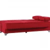 Sofá cama Dasson, Sofá cama com arrumação linear com 2 almofadas incluídas, Sofá da sala em tecido acolchoado com abertura click-clac, 190x87xh91 cm, Vermelho