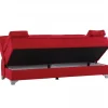 Sofá cama Dasson, Sofá cama com arrumação linear com 2 almofadas incluídas, Sofá da sala em tecido acolchoado com abertura click-clac, 190x87xh91 cm, Vermelho