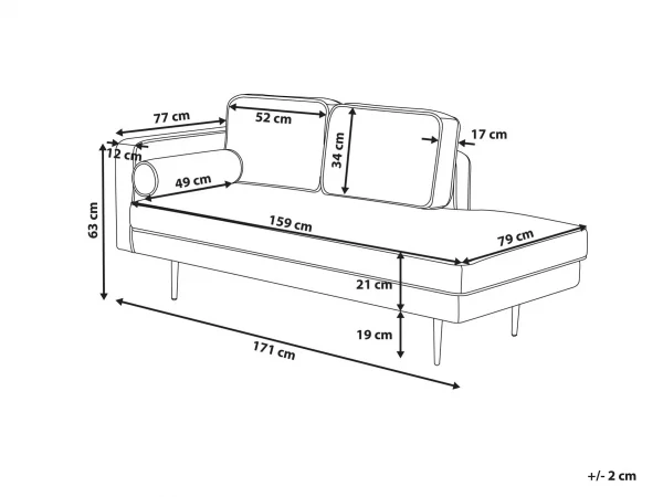 Chaiselongue MIRAMAS links dunkelrot CH